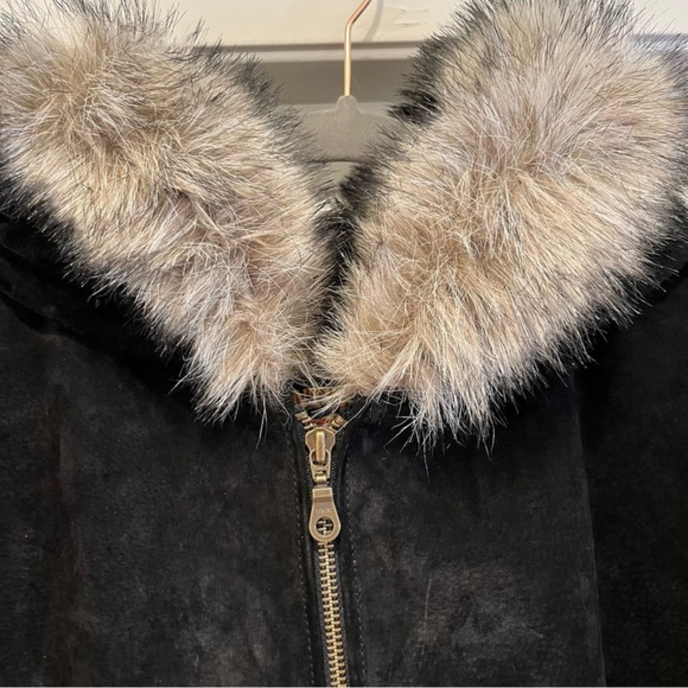 🖤Vtg 90s Wilson’s‎ leather Coat fur trim - Picture 4 of 5